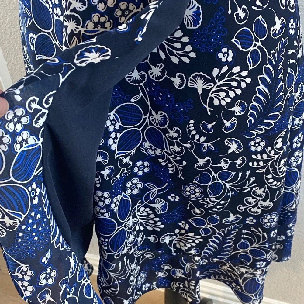 J. Crew Floral V-Neck Blue‎ Dress